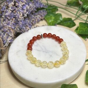 Brazilian Honey Citrine and Carnelian stretch gemstone bracelet
